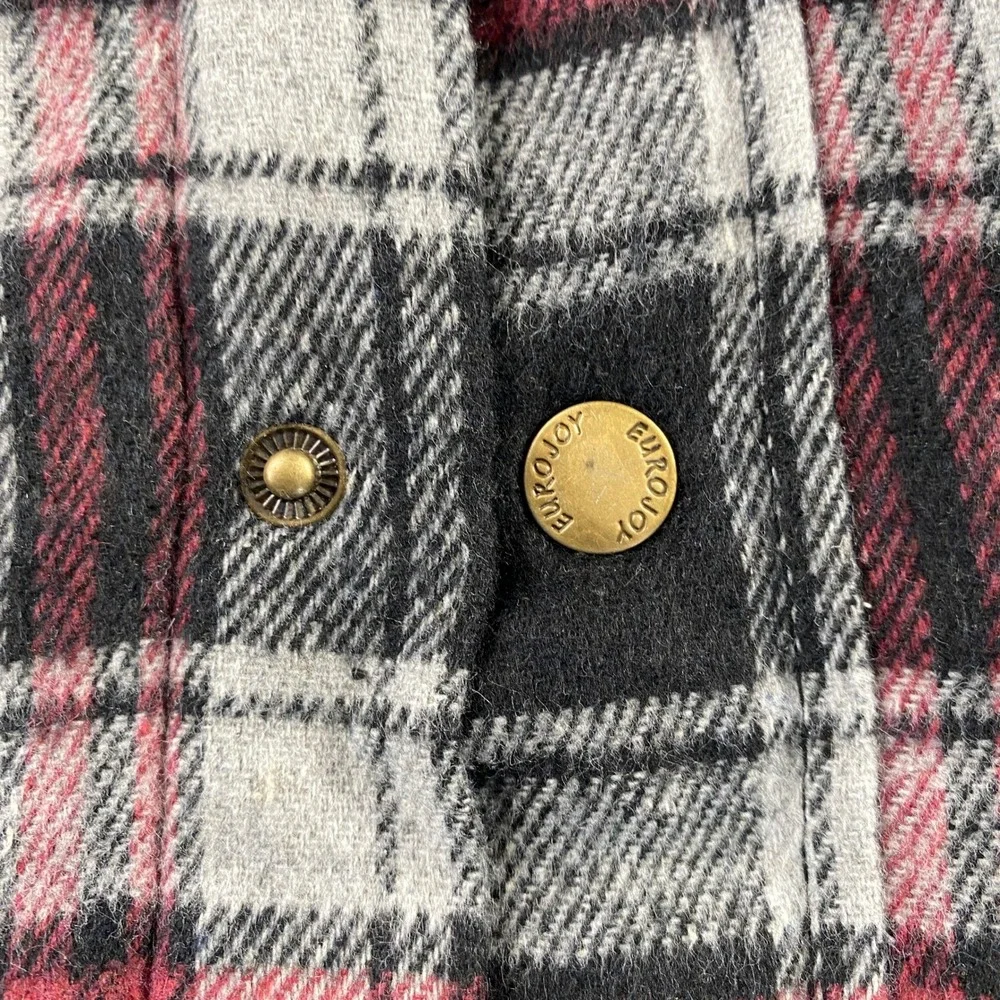 EURO JOY Flannel Shirt Jacket Men L Sherpa Lined Plaid Shacket Snap Outdoor Warm